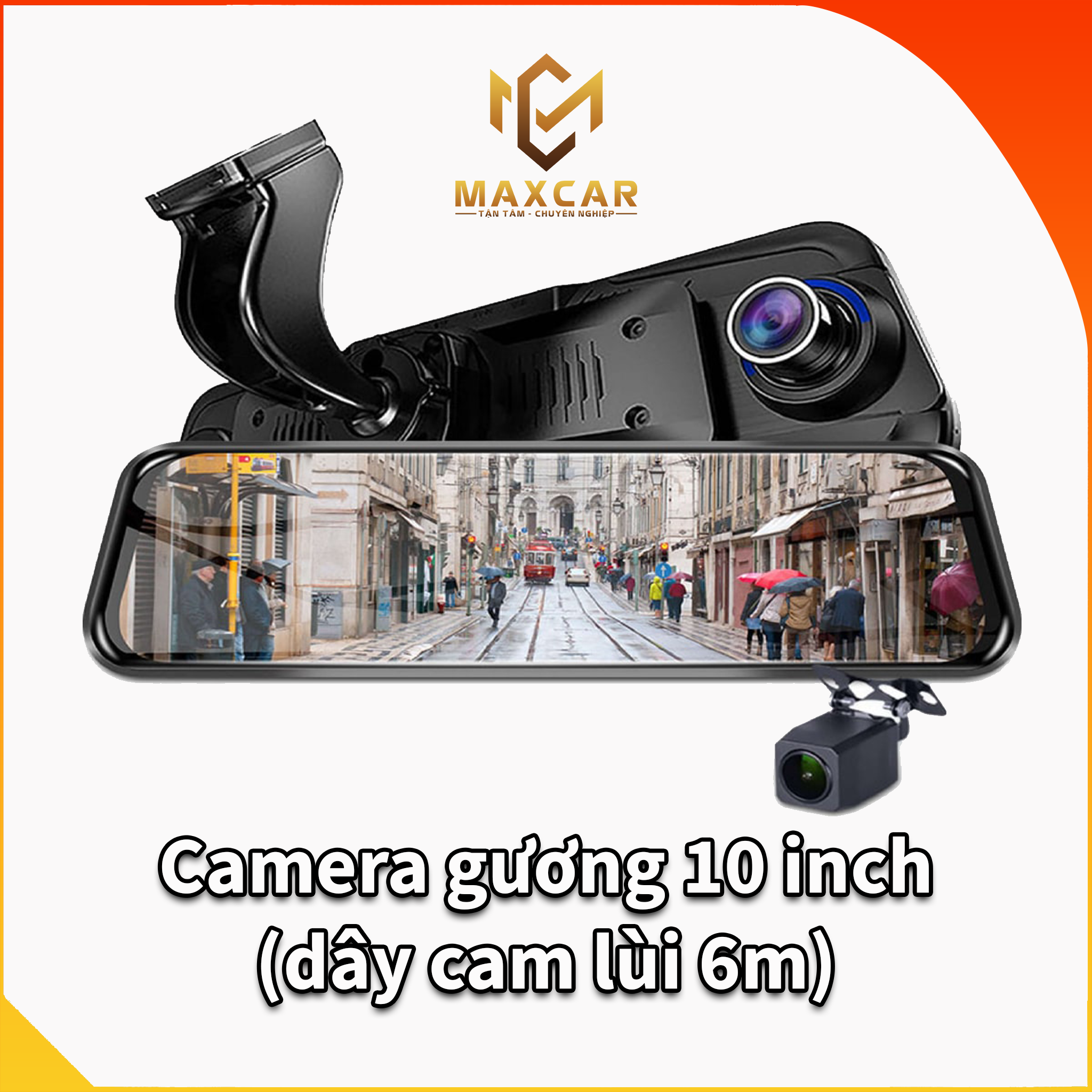 Camera gương 10 inch (dây cam lùi 6m) - Lái xe thêm an toàn